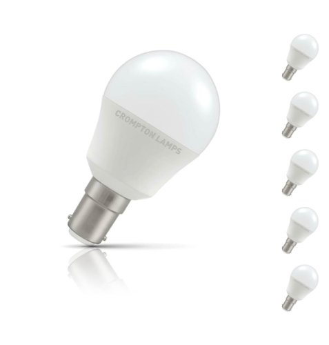 Crompton Golfball LED Light Bulb B15 5.5W (40W Eqv) Warm White 5-Pack Opal