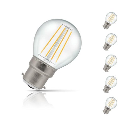Crompton Golfball LED Light Bulb B22 5W (40W Eqv) Warm White 5-Pack Clear