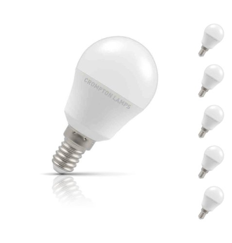 Crompton Golfball LED Light Bulb E14 5.5W (40W Eqv) Daylight 5-Pack Opal