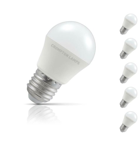 Crompton Golfball LED Light Bulb E27 5.5W (40W Eqv) Cool White 5-Pack Opal