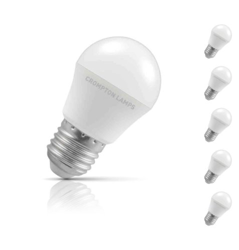 Crompton Golfball LED Light Bulb E27 5.5W (40W Eqv) Daylight 5-Pack Opal