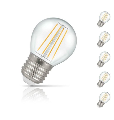 Crompton Golfball LED Light Bulb E27 5W (40W Eqv) Warm White 5-Pack Clear