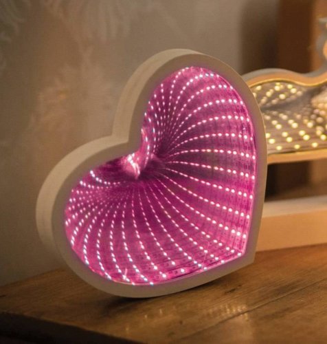 Lyyt LED Heart Infinity Mirror Pink Wooden