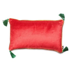 Bivain - Hot Pink Velvet Rectangular Cushion With Tassels