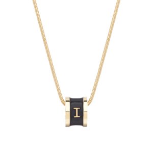 Florence London - Initial I Necklace 18Ct Gold Plated With Black Enamel