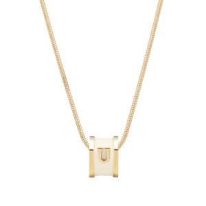 Florence London - Initial U Necklace 18Ct Gold Plated With Cream Enamel