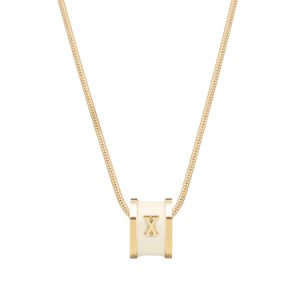 Florence London - Initial X Necklace 18Ct Gold Plated With Cream Enamel