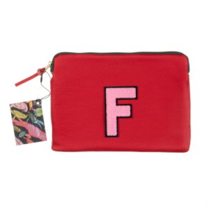 Laines London - Personalised Medium Classic Leather Clutch Bag - Red / Pink