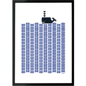 Lu West - Whale Giclee Print In Santorini Blue