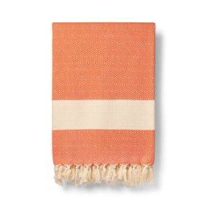 Luks Linen - Damla Loomed Cotton Blanket - Tangerine