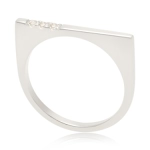 Neola - Minerva Sterling Silver Stacking Ring With White Topaz