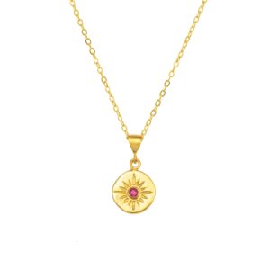 Ottoman Hands - Vega Gold Star Necklace With Pink Crystal