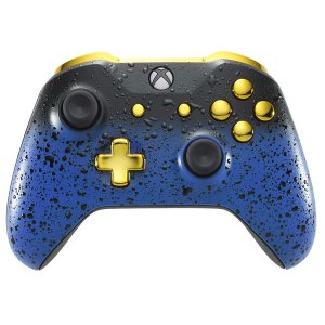 3D Blue Shadow & Gold Xbox One S Controller