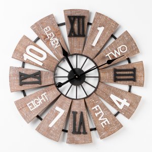 HOMETIME Large Metal & Wooden Wall Clock - 60cm