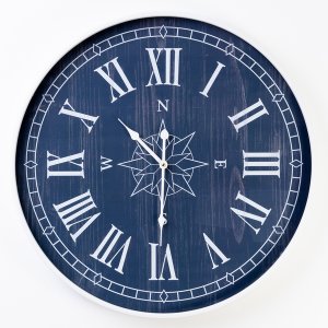 HOMETIME Large Wooden Compass Wall Clock - 60cm