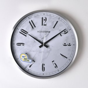 HOMETIME Metal Wall Clock with Silent Sweep Movement Silver