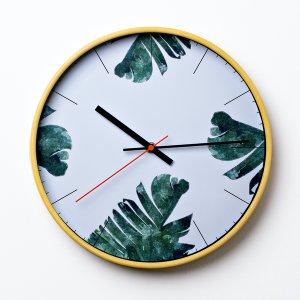 Hometime Round Wall Clock Tropic Leaf 30 cm