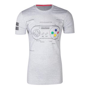 Nintendo - Snes Controller Super Power Men's Large T-Shirt - Grey