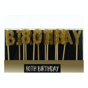 Signography Gold Letter Candles - 80th Birthday