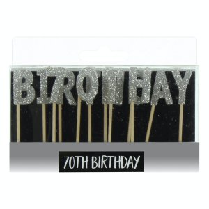 Signography Silver Letter Candles - 70th Birthday