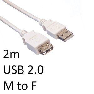 USB 2.0 A (M) to USB 2.0 A (F) 2m White OEM Extension Data Cable