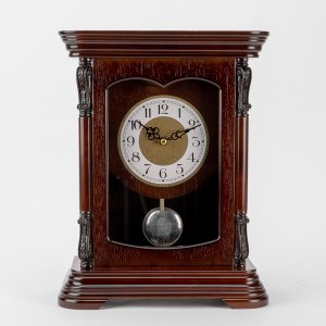 WM WIDDOP Wooden Mantel Clock with Pendulum