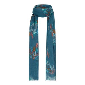 Weird Fish Alverton Patterned Scarf Deep Sea Blue Size ONE