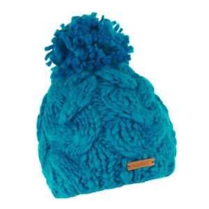 Weird Fish Aysha Cable Knit Bobble Hat Blue Jay Size ONE