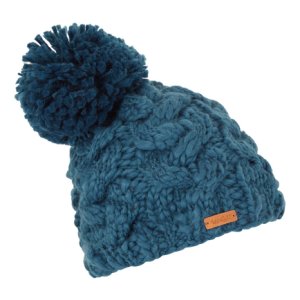 Weird Fish Aysha Cable Knit Bobble Hat Deep Sea Blue Size ONE