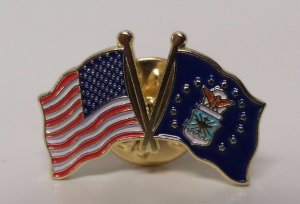 2 - High Quality American Air Force Flag Lapel Pins  - US USA U.S.A. Combo U.S.