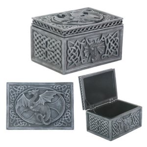 Ancient Celtic Relic Of The Dragon Chest Tombstone Hinged Jewelry Box Keepsake S