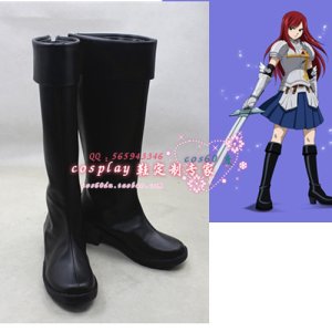 Fairy Tail Erza Scarlet black ver cos Cosplay Shoes Boots shoe boot  #JZ570