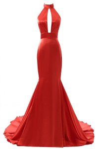 Long Mermaid Prom Dress Red Backless Sexy Formal Evening Gown Party Dress Cheap