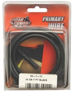 Coleman Cable 55671833 Road Power Primary Wire, 10 Gauge, 7', Black