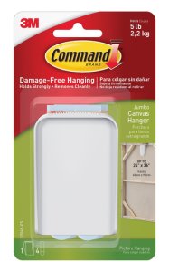 Command 17045-es Canvas Picture Hanger, Matte, Plastic, White