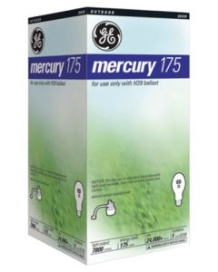 Ge 26439 Mercury Vapor Lamp, 175 Watt, Mogul White