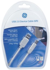 Ge 33760 Usb 2.0 Device Cable, 6', White