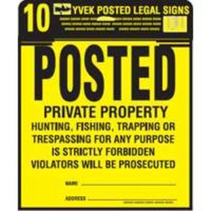 Hy-ko Pp-1 Posted Legal Sign Kit, 12 X 12, Yellow Color