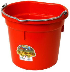 Little Giant P20fbred Flat Back Plastic Bucket, 20 Quart, Red