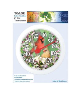 Taylor 5632 Bird Design Round Dial Thermometer, Plastic, Assorted Colors