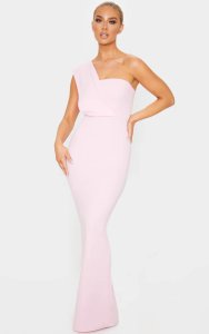 Prettylittlething Baby pink one shoulder maxi dress