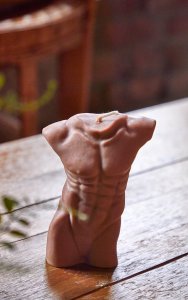 Brown Large Male Body Candle 14cm, Brown