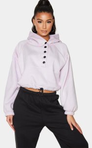 Lilac Button Front Oversized Hoodie