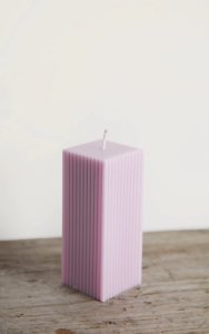 Lilac Cubed Groove Detail Scented Soy Wax Candle 12cm, Lilac