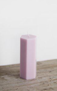 Prettylittlething Lilac hexagon pillar scented soy wax candle 11cm, lilac