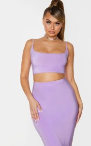 Prettylittlething Lilac slinky strappy crop top