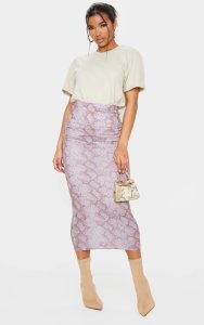 Lilac Snake Print Midaxi Skirt