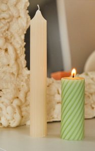 Lime Swirl Pillar Scented Soy Wax Candle 12cm, Lime