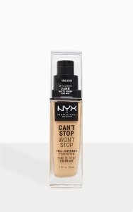 NYX PMU Makeup Can't Stop Won't Stop Full Coverage Foundation True Beige