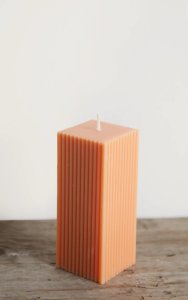 Prettylittlething Orange cubed groove detail scented soy wax candle 12cm, orange